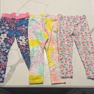 Three Pairs Toddler Girls Leggings 2T